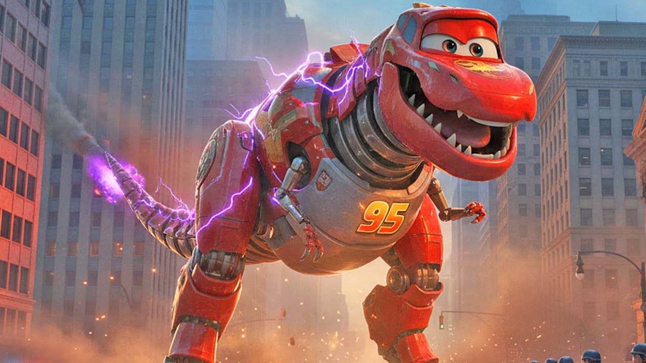 Epic Clash: T-Rex McQueen Battles Superheroes in a Cinematic War! | McQueen Film