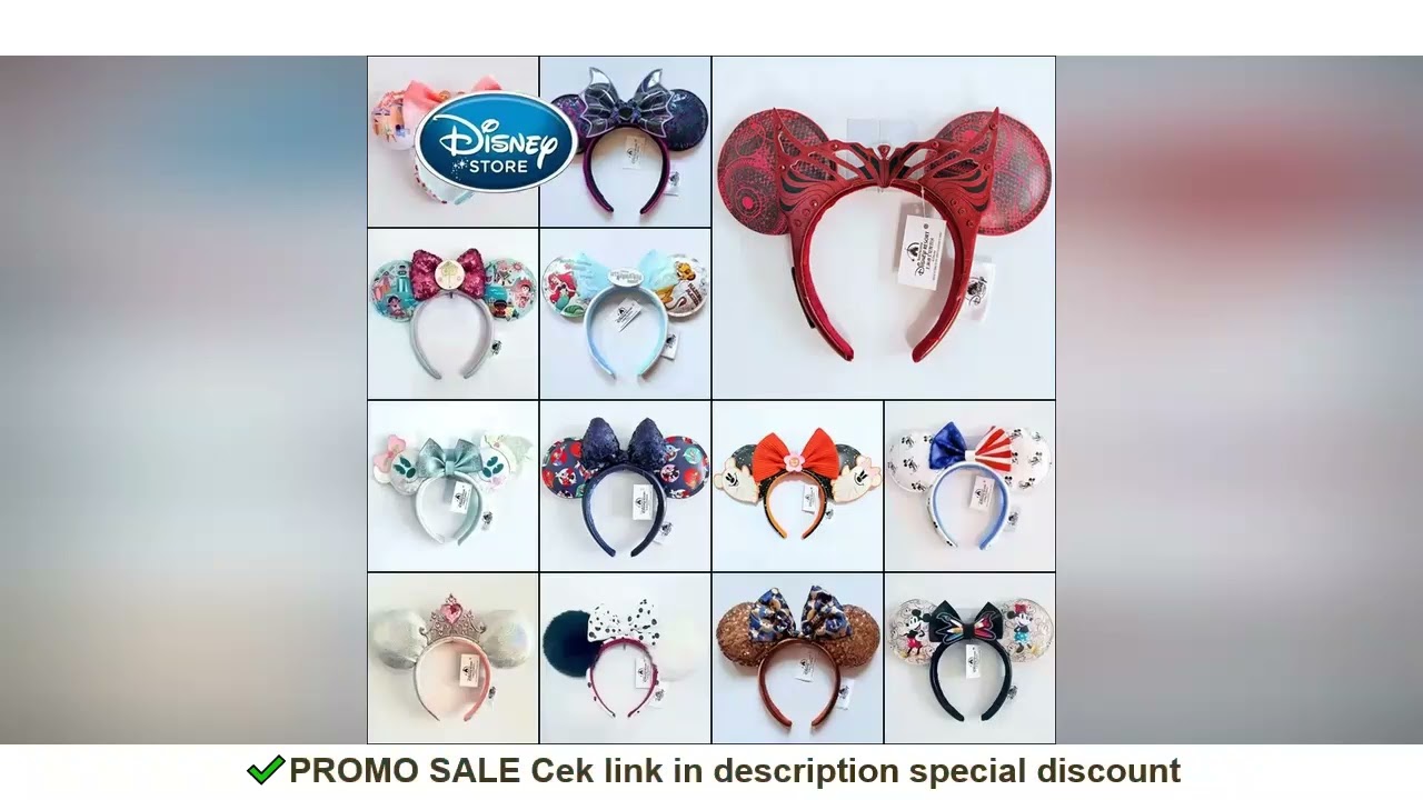 Disney Princess Headband Mickey Ear Rapunzel Snow White Sequin Bow Hair Hoop Gift Girl Accessories H