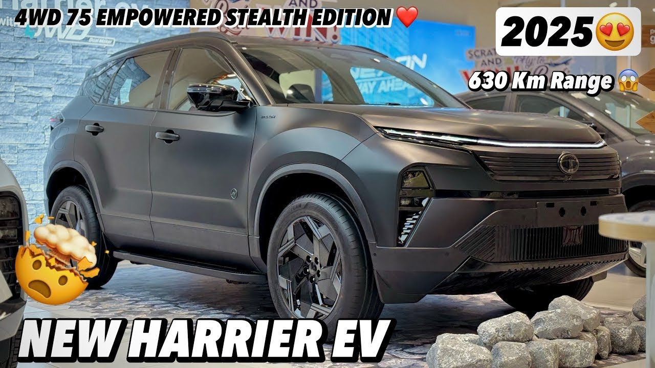 2025 New Launch 🎉 Tata Harrier Ev 4WD 75 Empowered Stealth Edition Review ❤️| 630 Km 