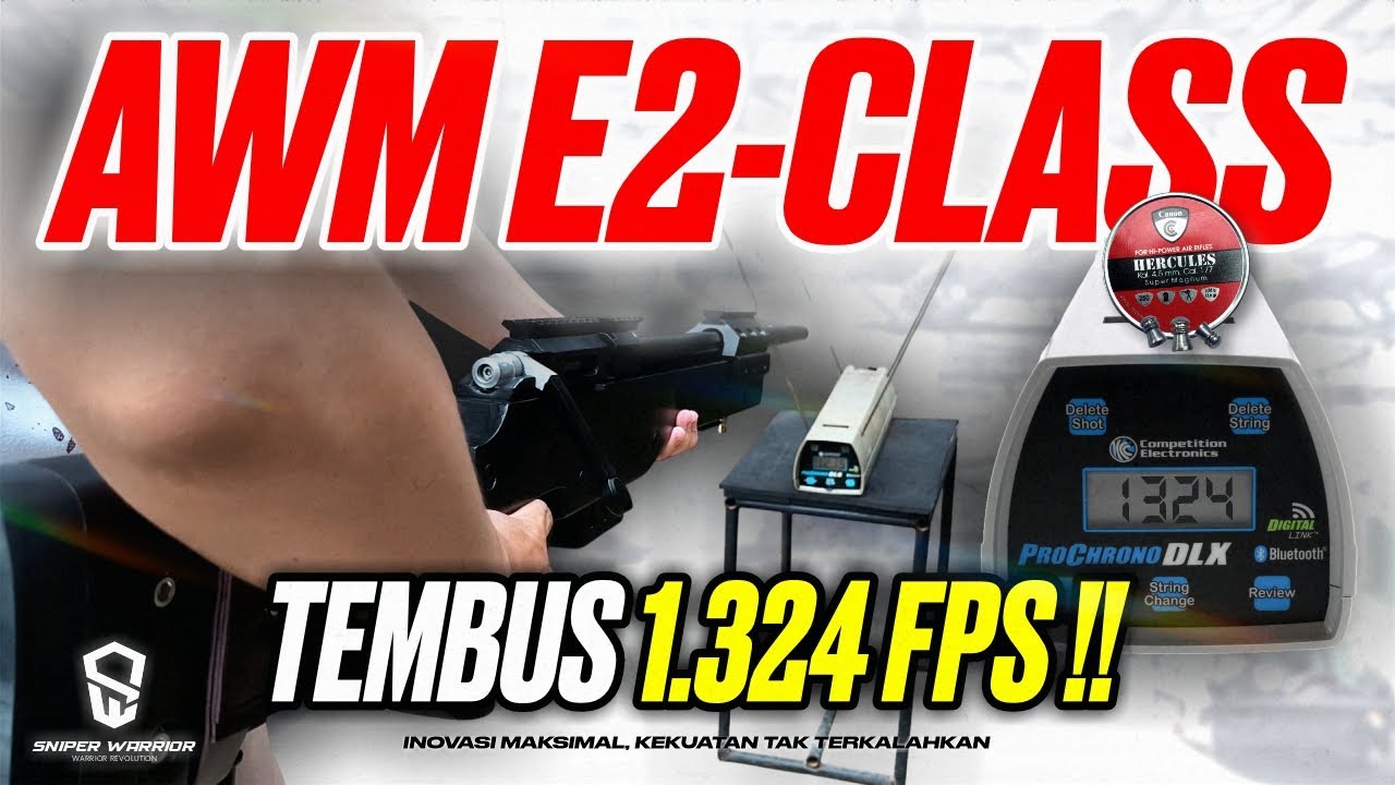 WOWWW❗POWERNYA BISA UNTUK BURUAN DI ATAS 50KG❗TES CHRONO PCP AWM E2 CLASS FULLBLACK TITANIUM 6000Psi