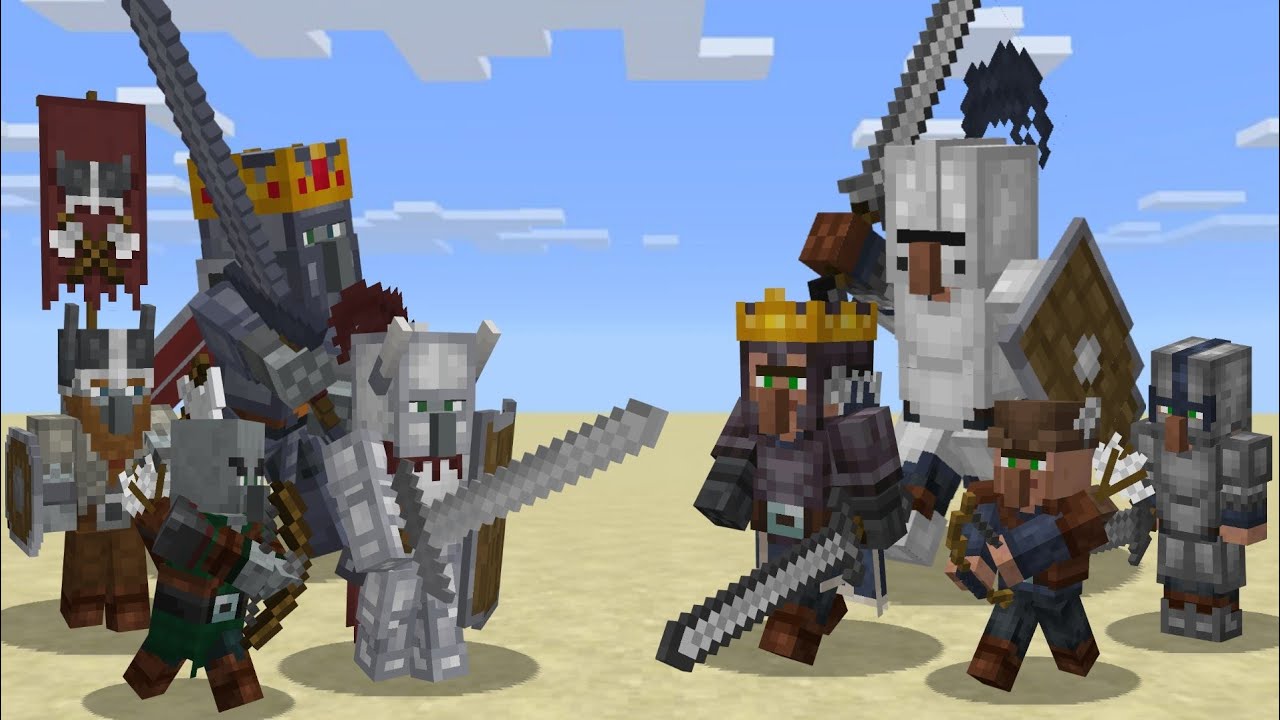 VILLAGER GUARD VS PILLAGER GUARD KINGDOM QUEST ADDON YouTube