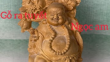 Tượng di lạc vác cành đào ngũ phúc gỗ Ngọc am: vẻ đẹp ra tuyết và hương thơm may mắn?