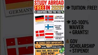 Study Abroad FREE in 2026? 5 Countries That PAY You! 💸 #StudyAbroad #Scholarships2026 #Shorts #ai