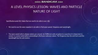 A Level Physics (EDEXCEL): Waves and Particle Nature of Light
