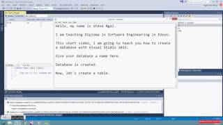 How to create a database and table with Visual Studio by Eduvo Academy