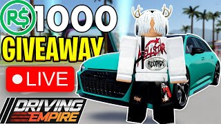 🔴LIVE🔴 1,000 ROBUX GIVEAWAY! (Picking Winners) Driving Empire | Roblox
