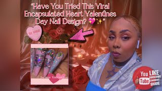 “Stunning Encapsulated Heart Nails 💖✨ Valentine’s Day Polygel Nail Set Tutorial!”