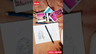 |Easy pencil drawing girl face |Simple drawing|Ameena creation| #Shorts