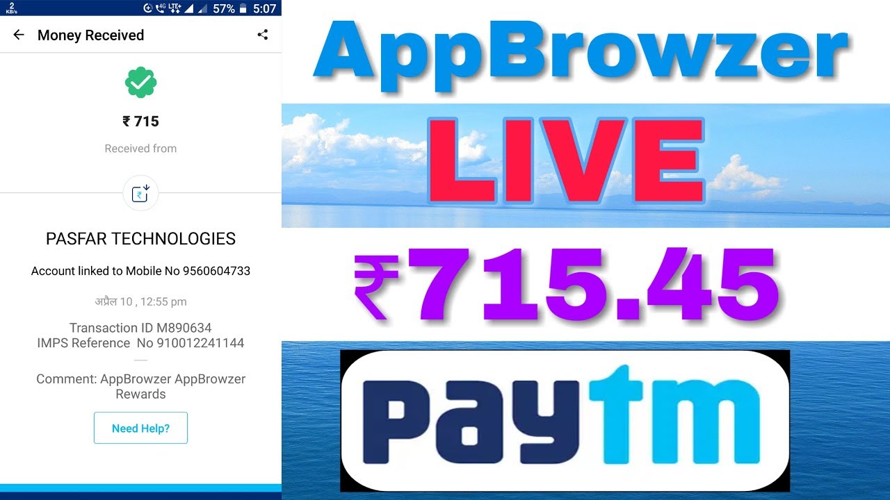 AppBrowzer | Live Payment Proof  ₹715.45 Paytm Cash |