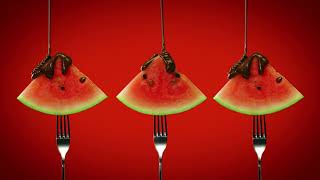 #Футаж арбуз облитый шоколадом ◄4K•HD► #Footage watermelon doused with chocolate