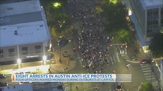 Four officers injured, eight people arrested in Austin anti-ICE protests