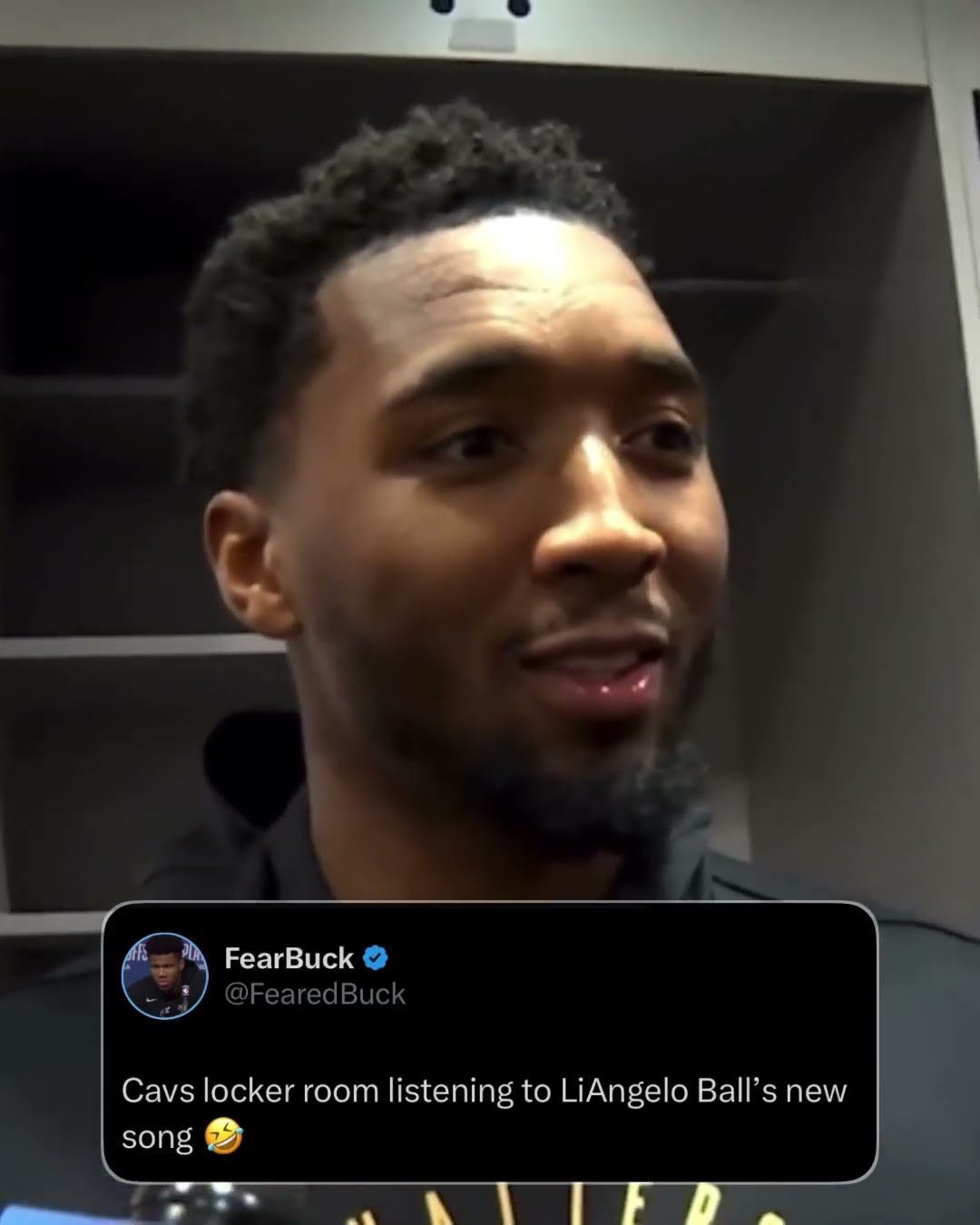 The Cavs locker room was bumping LiAngelo’s new song after the W last night (@cavs/IG, FearedBuck/X)