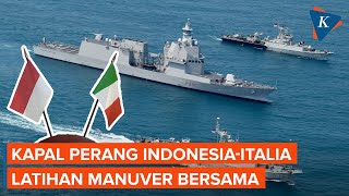 2 Korvet TNI AL Mengapit Kapal Perang Italia di Teluk Jakarta