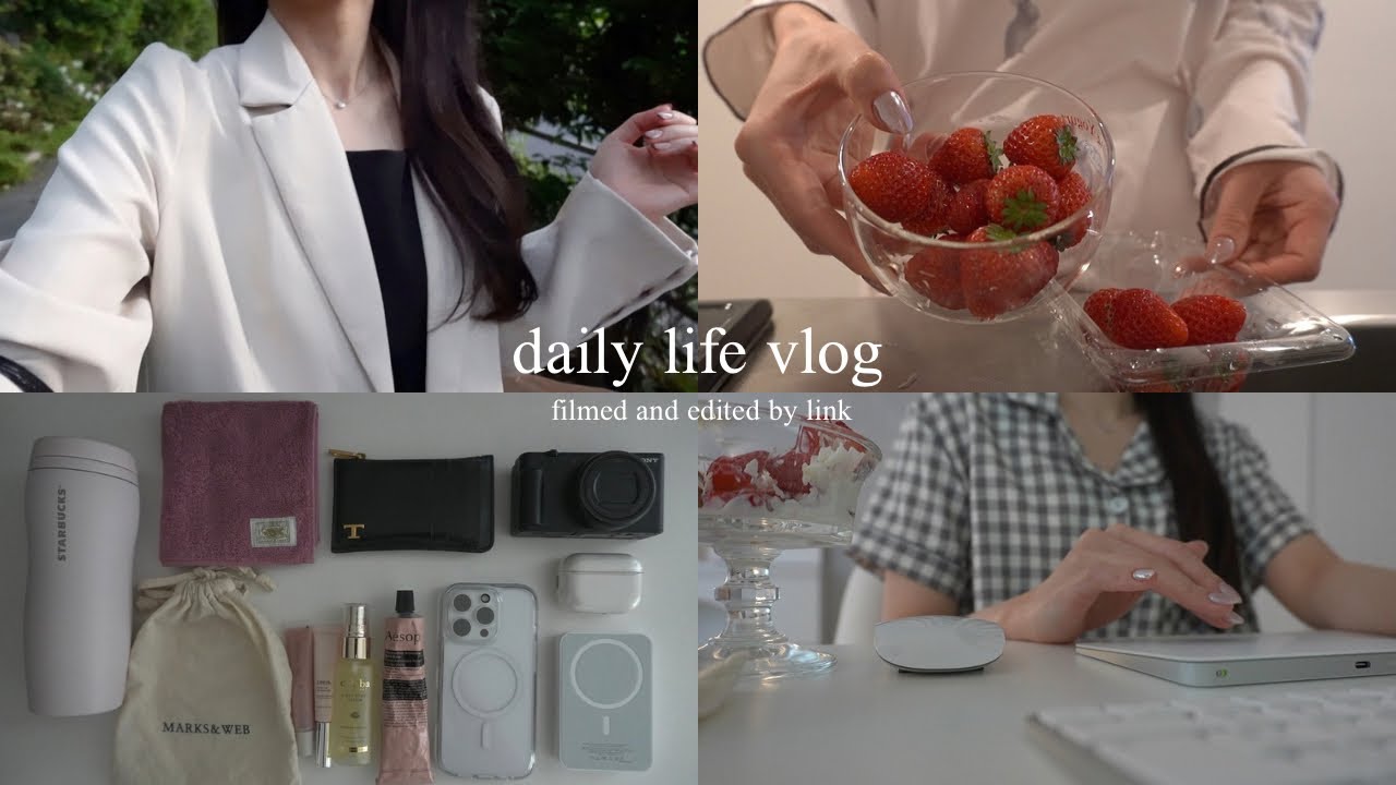 vlog | 社会人の一週間ブイログ👜バッグの中身,在宅勤務と出社日,朝の過ごし方,食事記録,newネイル,一人暮らしOLの日常7days🕯️