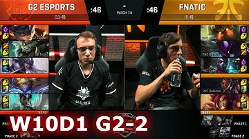 Fnatic vs G2 eSports | Game 2 S7 EU LCS Spring 2017 Week 10 Day 1 | G2 vs FNC G2 W10D1