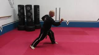 walking stance, reverse circular block