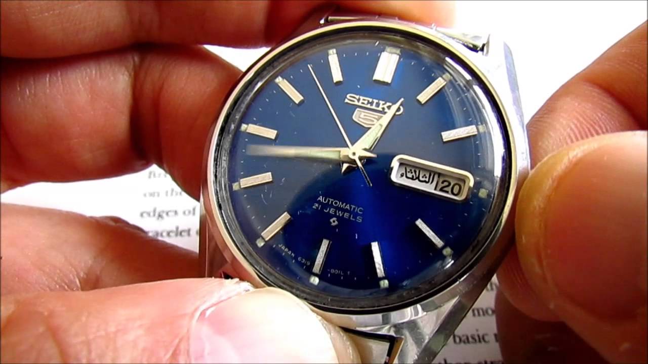 Seiko 5 vintage men's wristwatch 21 Jewels automatic calibre 6319a - YouTube