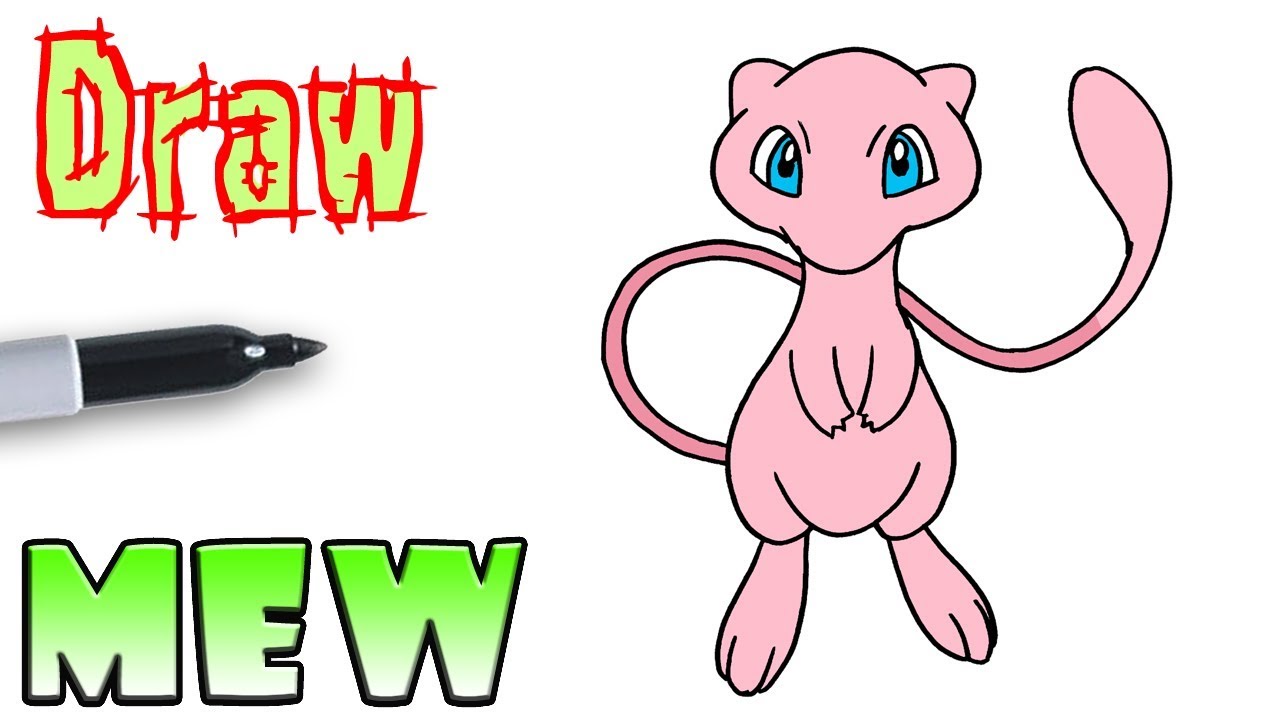 Pokemon Mew Drawing Tutorial - How to draw Pokemon Mew step by step