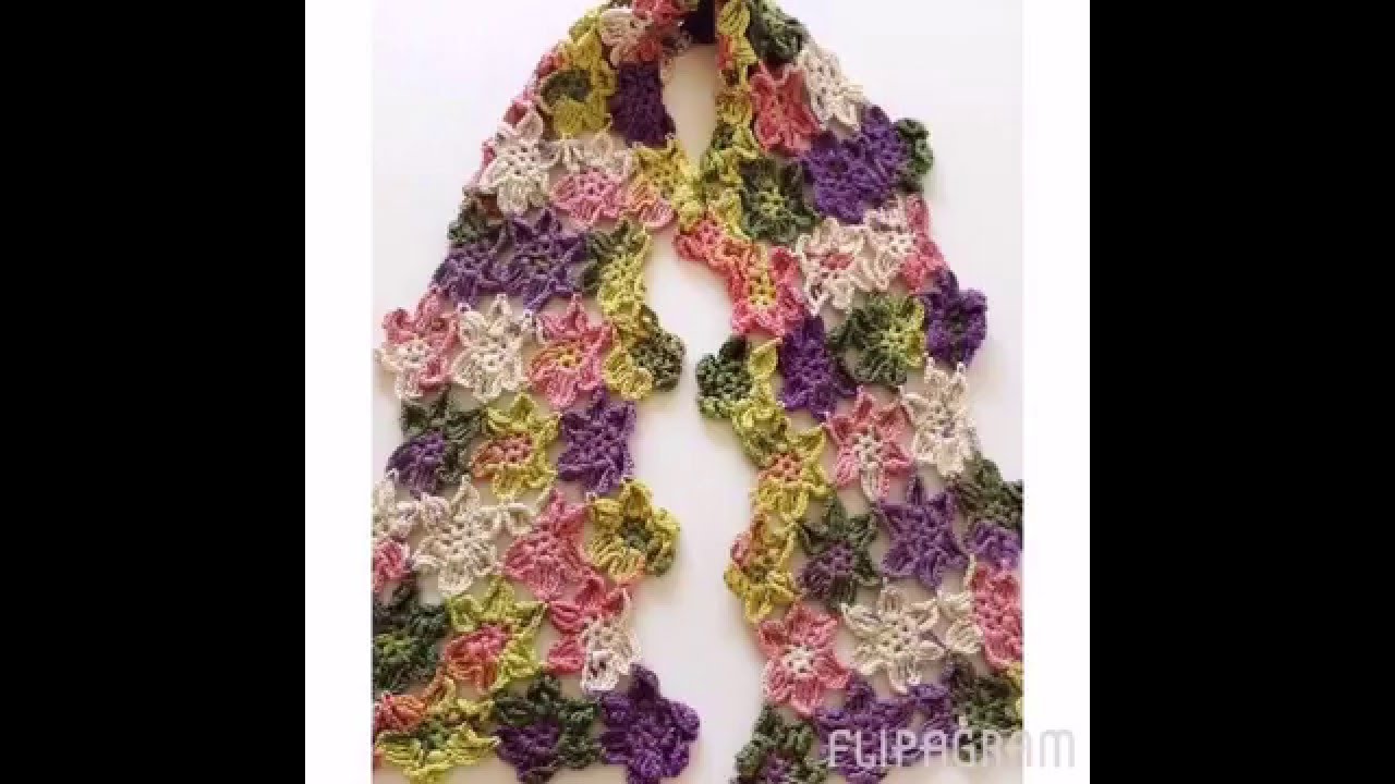 Using crochet flowers in making scarf YouTube