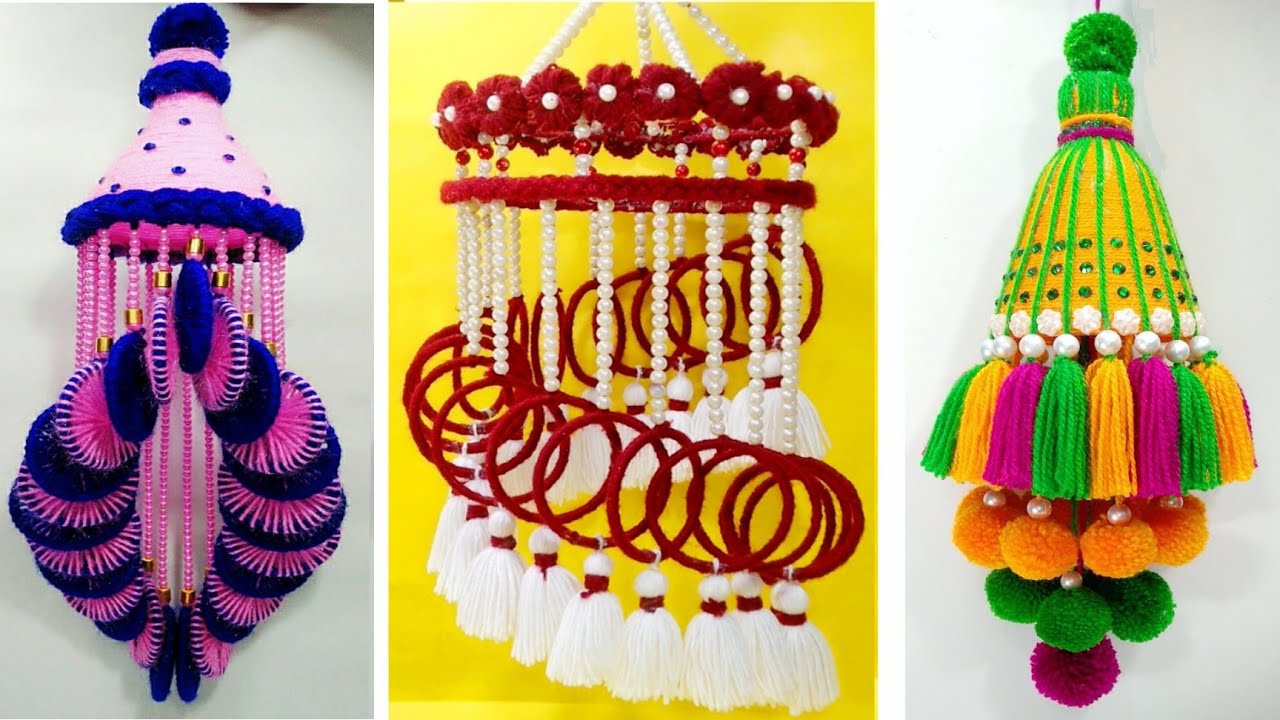 JHUMER DECORATION IDEAS/PLASTIC BOTTEL & BANGLES REUSE /WIND CHIME/CHANDELIER