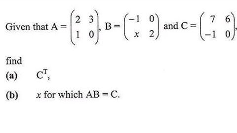 ECZ 2020 Maths P1 GCE - Matrices