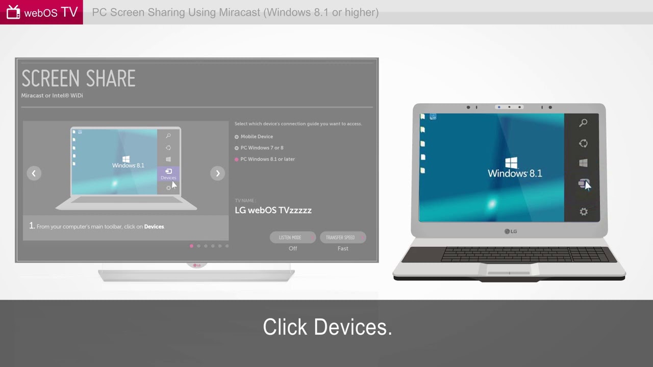 PC Screen Sharing Using Miracast Windows 8 1 or higher webOS YouTube