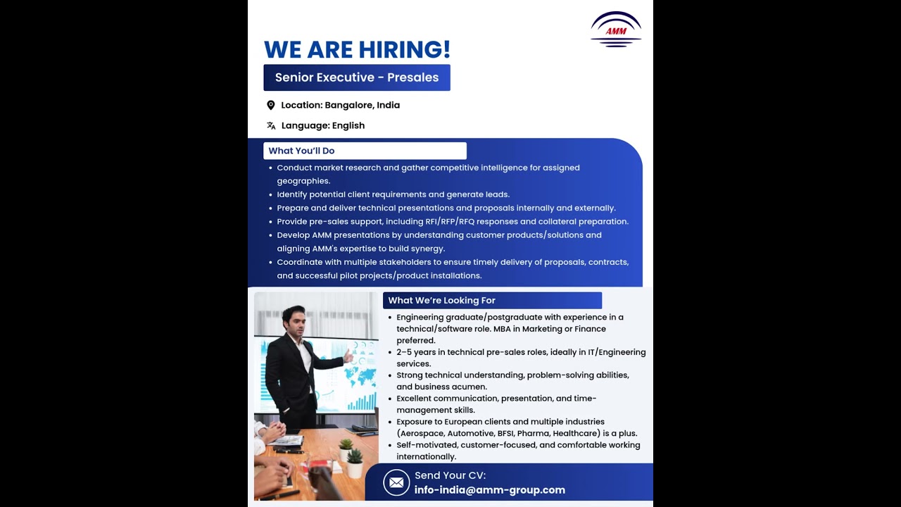 We’re Hiring! || Role: Senior Executive – Presales