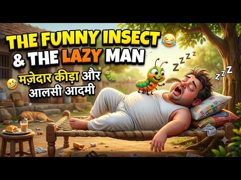 😂 The Funny Insect and the Lazy Man 🐛🤣 | A Hilarious Cartoon Story | Funny Moral Story for Kids 😆