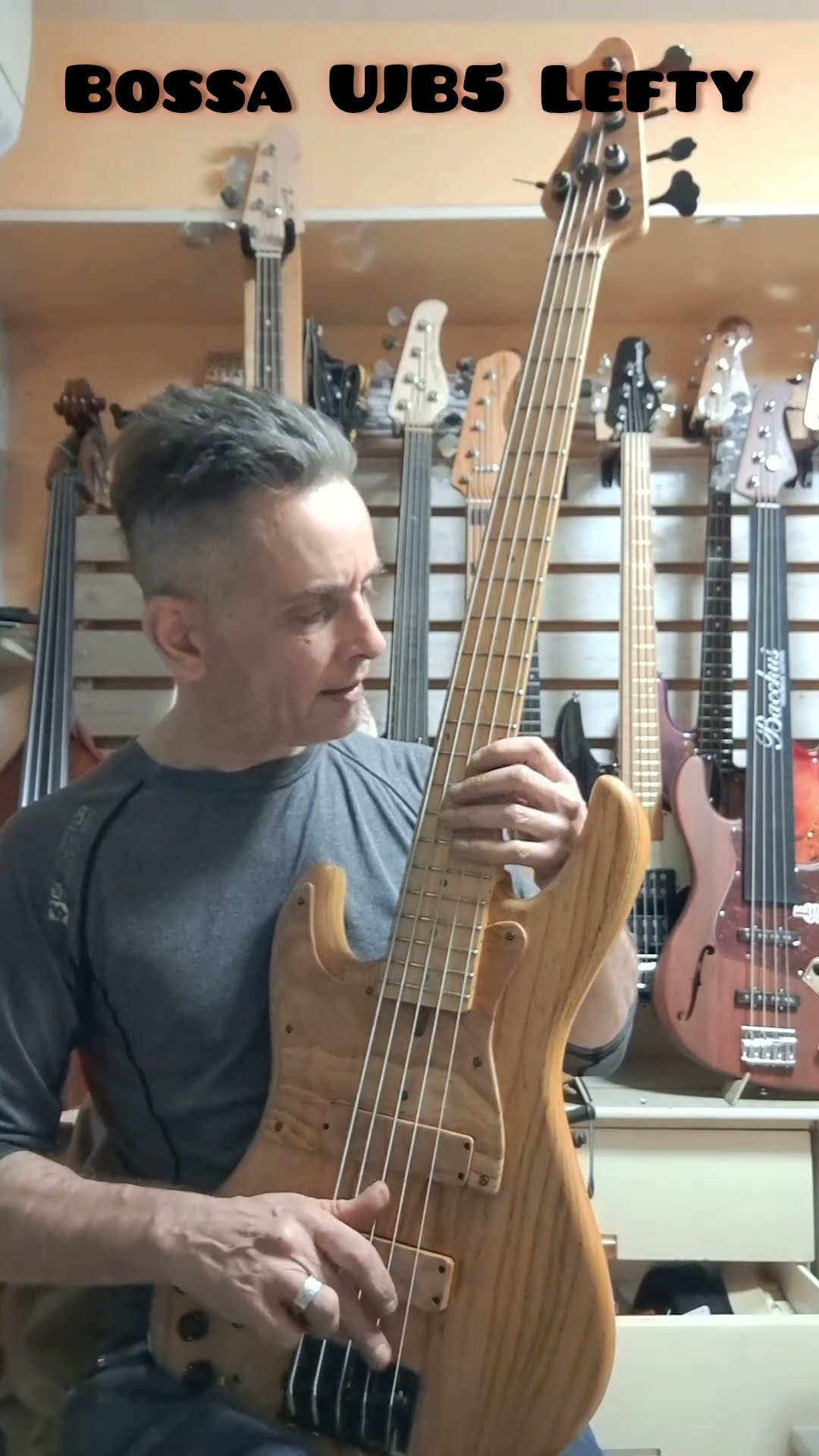 High End Japanese Bass Guitar: Bossa UJB5 Lefty Pre-shipment Test