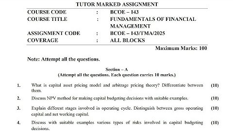 BCOE-143 BBA Solved Assignment Valid 2025 | IGNOU BBA 4th Semester Solution January 2k25 Video