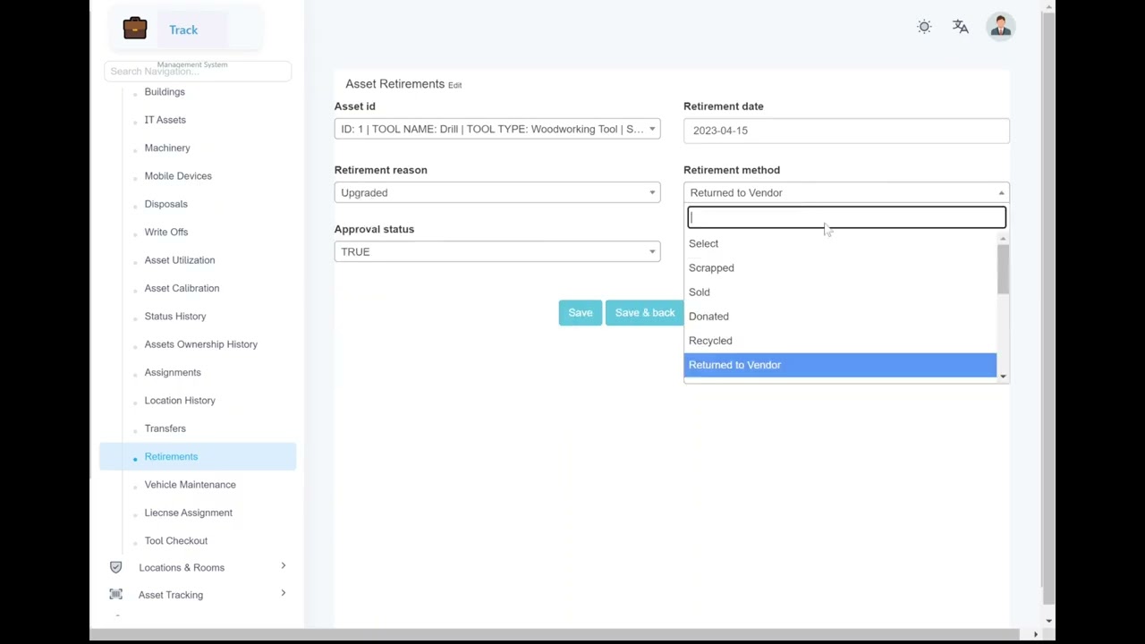 Asset Retirements Module | Asset Management System SAAS | www.ownitweb.com