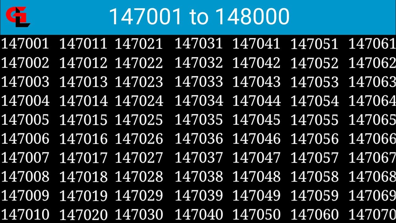 147001 से 148000 numbers सीखे youtube पर ll 147001 to 148000 numbers ll ...