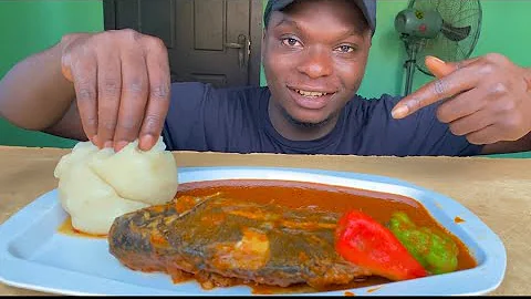 ASMR BIG TILAPIA FISH PEPPER SOUP AND CASSAVA FUFU MUKBANG