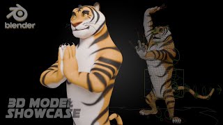 Biped Tiger Rigged 3D Model Showcase | 2503
