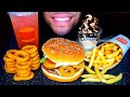 ASMR EATING BURGER KING JERRY IMPOSSIBLE WHOPPER CHEESE CRISPY ONION RINGS FRIES ICE CREAM MUKBANG