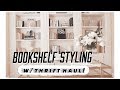 HOW TO STYLE BOOKSHELVES w/THRIFT HAUL!!