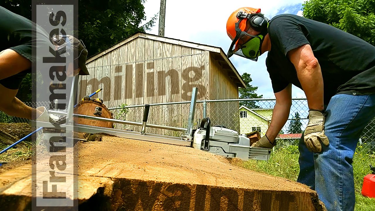 Chainsaw Milling a Walnut Tree YouTube