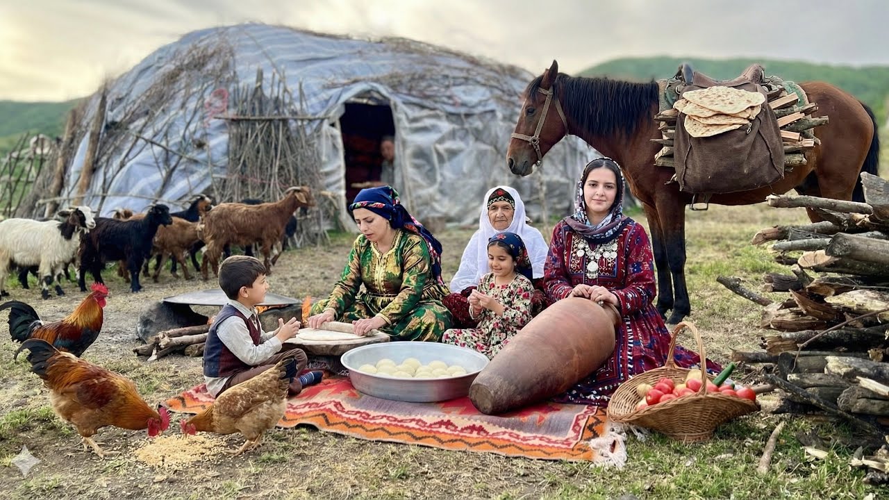 Nomadic Life in IRAN | Milking Cows, Making Fresh Cheese & Baking Bread