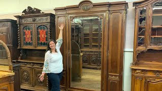 Stunning Antique Armoire: French Louis XVI Style, Mahogany & Mirrors