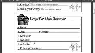 Elements of a story worksheet