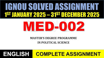 MED 002  Solved Assignment 2025-26 || med-002 solved assignment in English || Jan 2025 to Dec 2025
