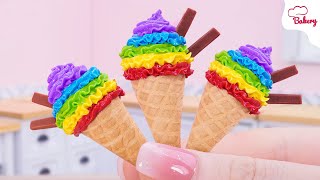 [💕Mini Cake 💕] Beautiful Miniature Rainbow Skittles Ice Cream Cone | Mini Bakery