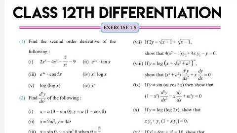Differentiation Exercise 1.5 Part 1 class 12 Maths 2 HSC Mahararashtra Board New syllabus CHETAN sir