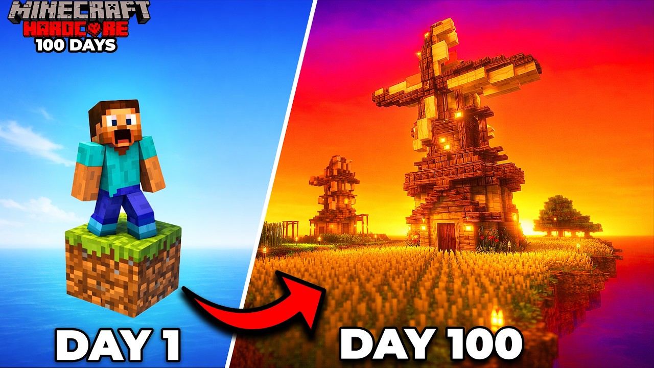 I Survived 100 Days on a FLOATING ISLAND in Minecraft Hardcore