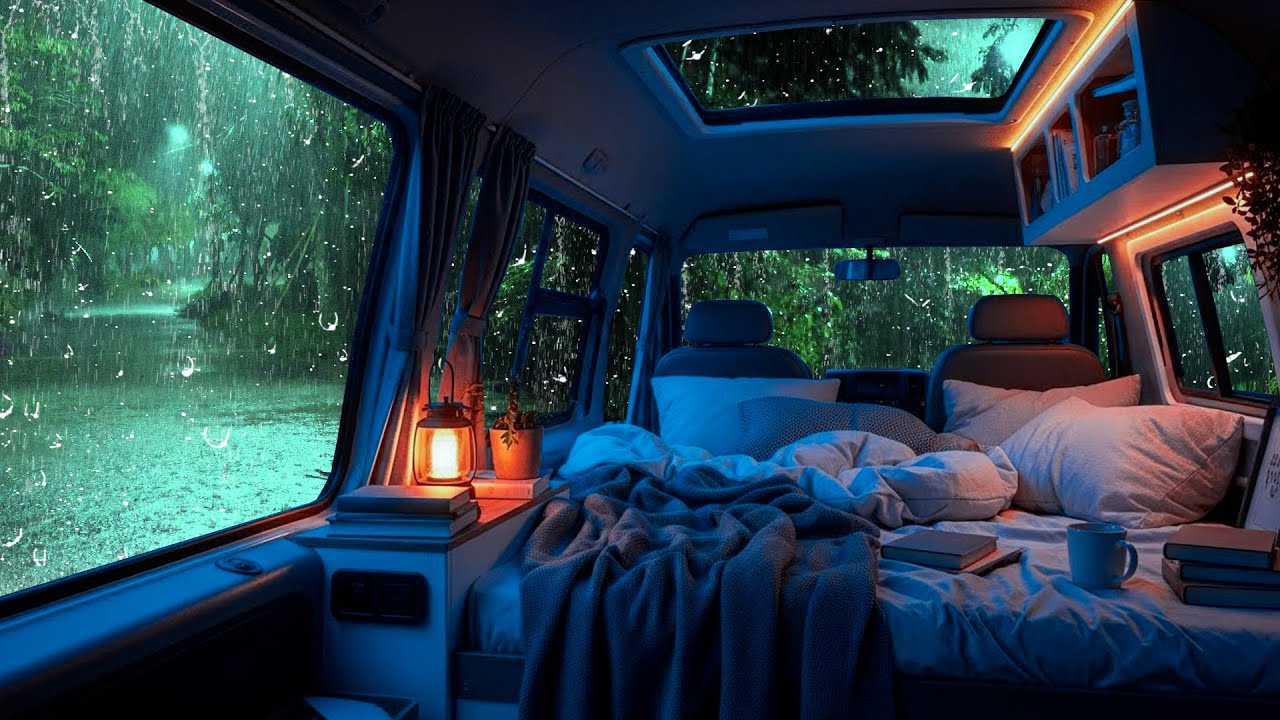 Durma Profundamente no Carro Aconchegante Ambiente com Chuva Torrencial e Trovoadas Envolventes