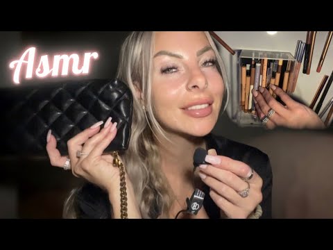 ASMR Video To Sleep FAST Clicky Whisper + LIGHT Gum Chewing Lofi Makeup Declutter 💄