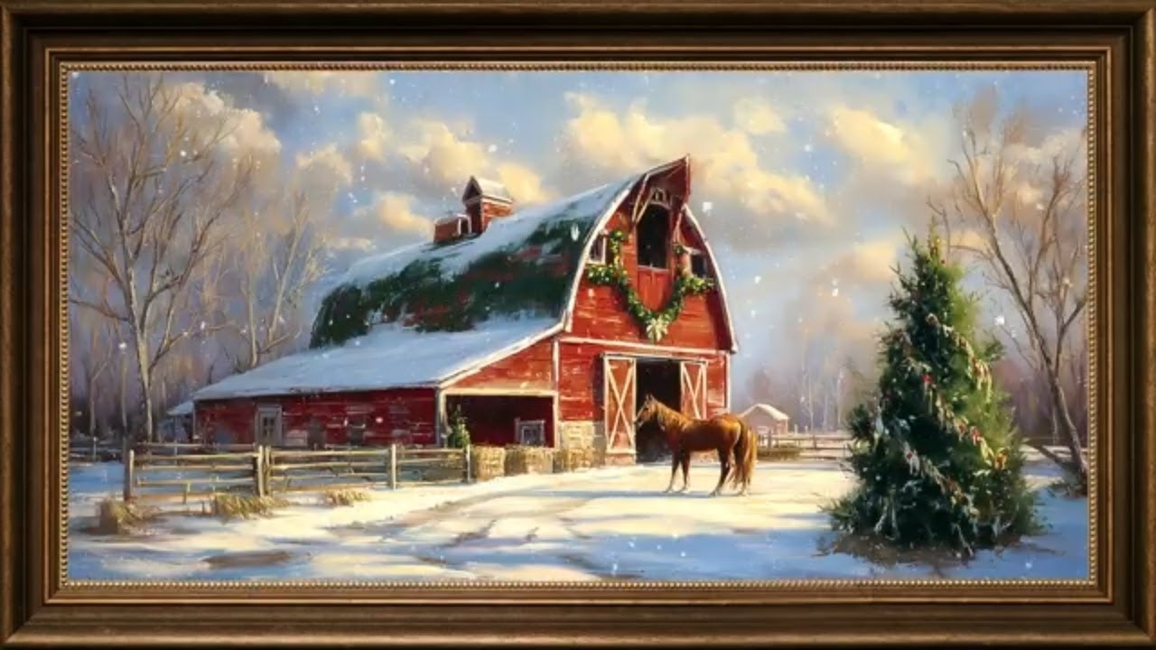 1950s Winter Jazz & Piano 🎶 Vintage Rural Serenity Art TV Screensaver | 