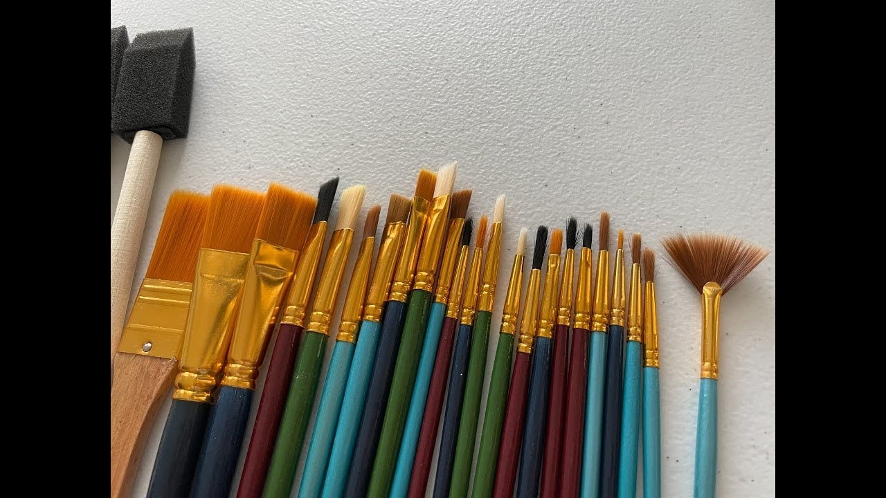 Arteza Paint Brushes, Set of 12, Premium Synthetic Acrylic & Oil Paint