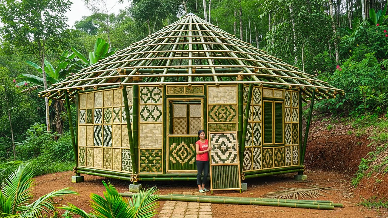 Talented Girl Turns Raw Bamboo into a Stunning Home Deep in the Forest – From Beginning to End
