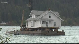 Historic home floats across Lake Coeur d'Alene